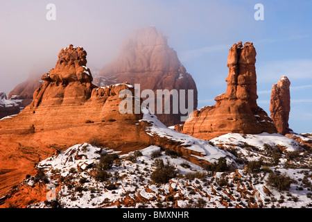 Winter im Arches National Park in der Wüste südwestlich von Utah USA Stockfoto