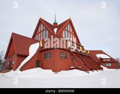 Die Kiruna Kirche, meist aus Holz, die im Jahr 1912 eröffnet wurde. Stockfoto