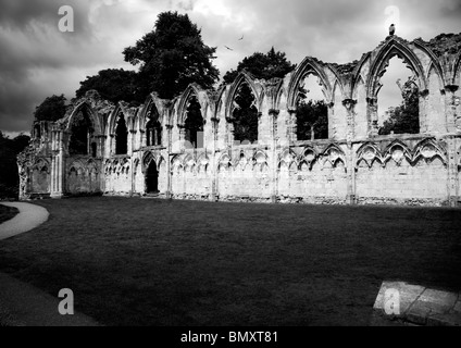 Ruinen der Abtei von St. Marien in York Stockfoto