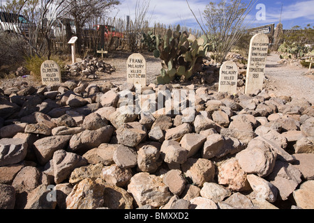 Grab von Tom McLaury, Billy Clanton und Frank Mclaury, Boothill Graveyard, Tombstone, Arizona. Stockfoto