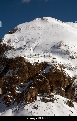 Sasso Piatto Plattkofels Sasplat Schnee eingereicht und Klippen Selva Val Gardena-Dolomiten-Italien Stockfoto