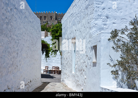 Griechenland, Dodekanes, Patmos, das Dorf Chora Stockfoto