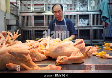 Ein Geflügelhändler, Macao, China Stockfoto