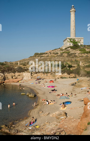 Strand in der Nähe von Leuchtturm von Cabo de Palos CARTAGENA Murcia Region Spanien Stockfoto