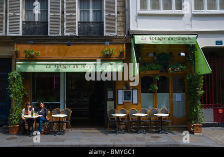 Cafe Terrasse außen Le Marais Bezirk Paris Frankreich Mitteleuropa Stockfoto