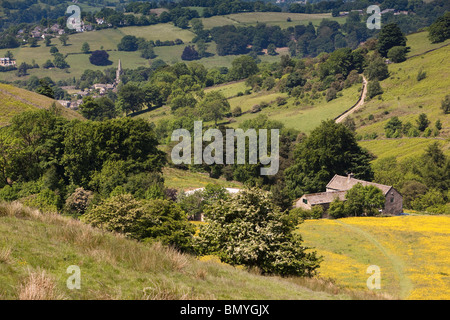 UK, Derbyshire, Peak District, Hathersage, idylically ländliches Anwesen oberhalb des Dorfes gelegen Stockfoto