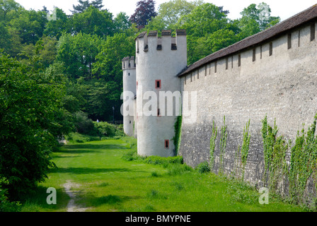 Mühlgraben alten Stadtmauern, St. Alban, Basel, Schweiz Stockfoto