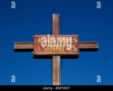 Jesus rettet Sünder zu unterzeichnen, in der Innenstadt von Sioux Falls, South Dakota Stockfoto