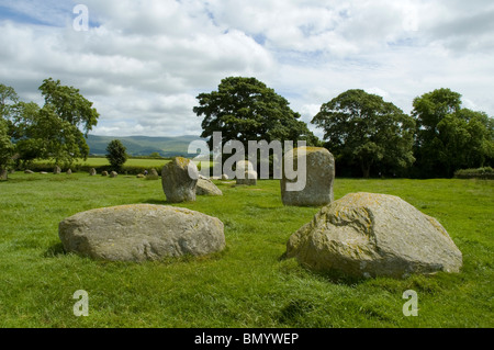 "Lange Meg und ihre Töchter" Kreis Stein, auch bekannt als Maughanby Kreis, in der Nähe von Penrith, Cumbria, England, UK Stockfoto