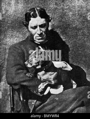 MATTHEW ARNOLD (1822-1888), englischer Dichter und Kulturkritiker mit seinem Dackel Max im Jahre 1883 Stockfoto