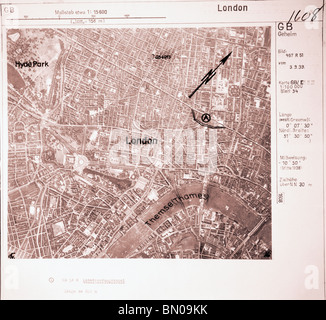 London - Buckingham Palace & Hyde Park 3. September 1939 Entwässerung & Kohle Lagerung Luftwaffe Luftaufnahme Stockfoto