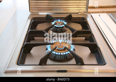 Gasherd, Gas-Flamme Stockfoto