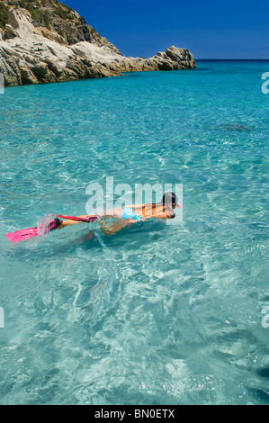 Schnorcheln, Cala Pisano, Villasimius, Sinnai, Provincia di Cagliari, Sardinien, Italien, Europa Stockfoto