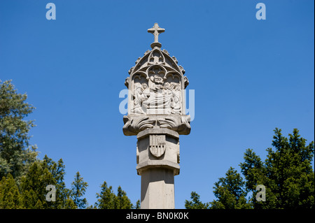 Säule, schnitzen, zeigt die Krippe auf dem Kloster Lluc, Mallorca, Spanien 2010 Stockfoto