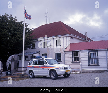 Die Polizei-Station, Port Stanley, Falkland-Inseln, Großbritannien. Stockfoto