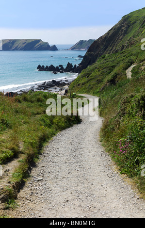 Marloes Sand Strand und die Bucht in Pembrokeshire coastal National Park Dyfed Wales - Blick von der Pembrokeshire Coast Path - lo Stockfoto