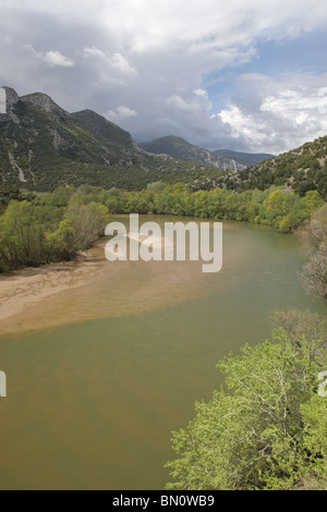 Nestos Fluss, geschützten Bereich "schlängelt sich der Nestos Fluss", Nord-Griechenland Stockfoto