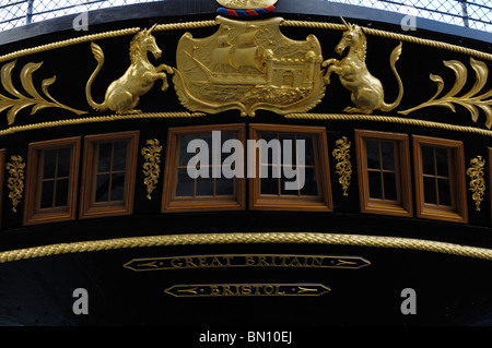 Das Heck der SS Great Britain in der Great Western Dockyard, Bristol, England. Stockfoto