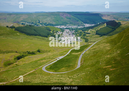 Bwlch y Clawdd, blickte in Richtung Cwm Parc und Treorchy in Süd-Wales, UK Stockfoto