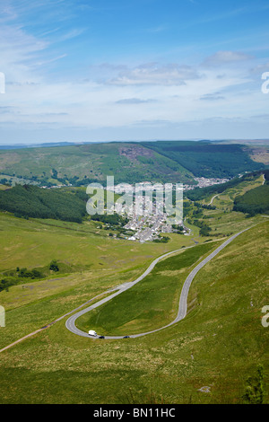 Bwlch y Clawdd, blickte in Richtung Cwm Parc und Treorchy in Süd-Wales, UK Stockfoto