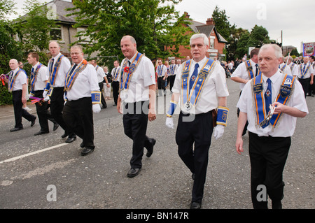 25. Juni 2010, Newtownabbey. Cloughfern Bezirk Orange Order hält seine 'Mini Zwölften" Parade. Stockfoto