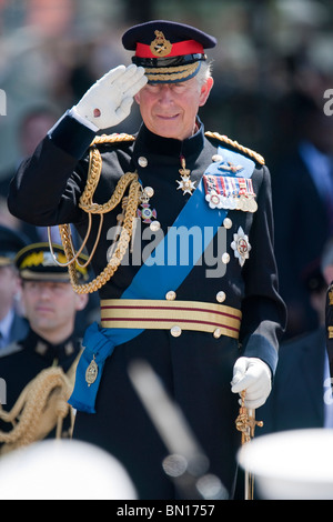 Großbritanniens Prinz Charles nimmt den Gruß an die Armed Forces Day Parade im Stadtzentrum von Cardiff Stockfoto