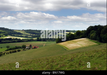 Eine englische Landschaft Blick auf die Landschaft des Hambleden-Tals in Chilterns Landschaft, Buckinghamshire UK Stockfoto