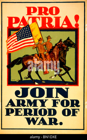 Pro Patria! Tritt der Armee zur Zeit des Krieges - Weltkrieg Recruiting Poster Stockfoto