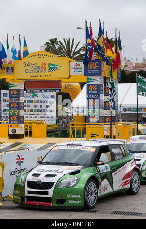 Ein Rallye-Auto auf der 2010 Rally Islas Canarias (29. April und 1. Mai 2010) in Las Palmas, Gran Canaria, Spanien. Stockfoto