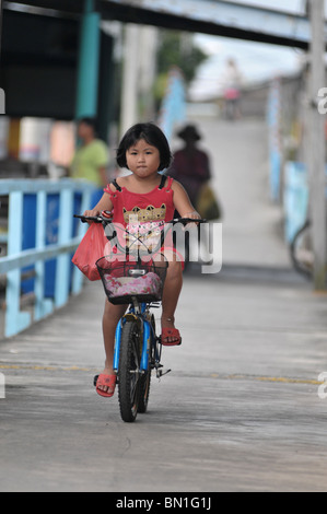 Die Lebensweise der Bewohner auf Pulau Ketam oder Carey Insel vor Kuala Selangor, Malaysia - Modus des Transportes, Fahrrad Stockfoto