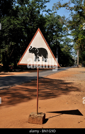 Verkehrszeichen, Vorsicht Elefanten, Siem Reap, Cambogia Stockfoto