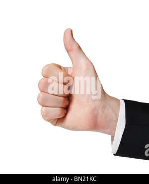 Daumen nach oben von einem Geschäftsmann Stockfoto
