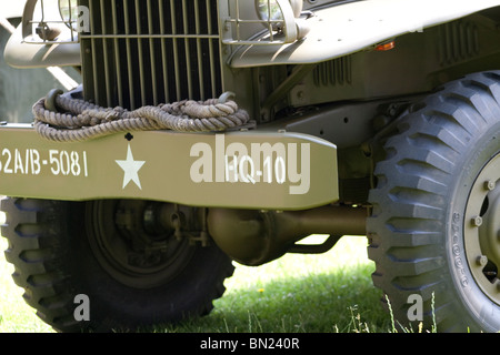 Die Vorderseite des einen amerikanischen Armee-Jeep wie im 2. Weltkrieg verwendet Stockfoto