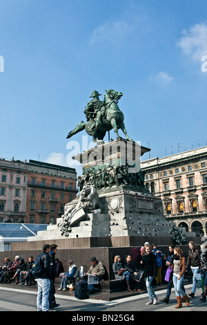 Reiterstandbild von Vittorio Emanuele II, Ercole Rosa Bildhauer, 1896-Platz Piazza del Duomo, Mailand, Lombardei, Italien Stockfoto