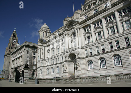 Stadt von Liverpool, England. Malerische Aussicht auf Port of Liverpool Building an Liverpools Pier Head Waterfront. Stockfoto