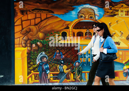 La Paz Wandbild zeigt die Geschichte von Bolivien Stockfoto