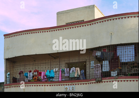 Indien Tamil Nadu Chennai ex Madras hängende Wäsche Stockfoto