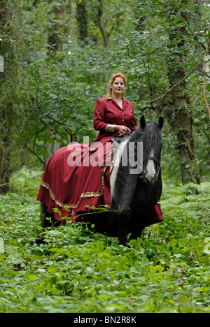 jungen Frau auf Irish Tinker Stockfoto