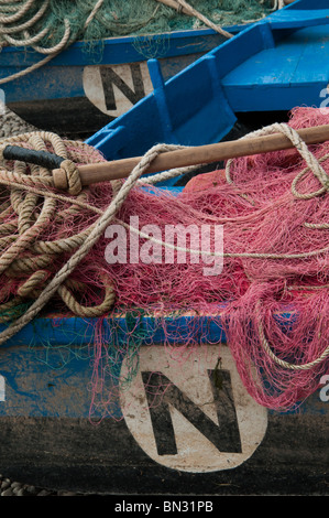 Lachs net Boot oder entgeisterung auf dem Fluss Tweed Stockfoto