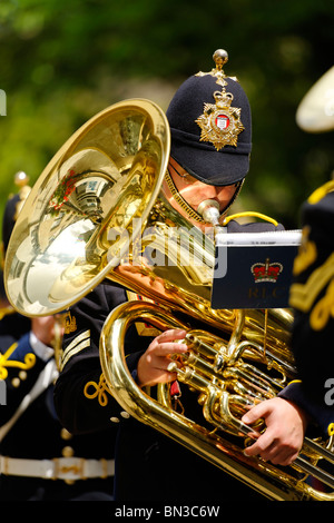 Mitglied der Band - The Royal Logistic Corps auf der Parade. Stockfoto