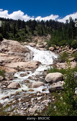 Wasserfälle im Rocky Mountain National Park in Colorado Stockfoto