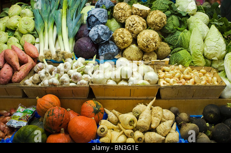 Gemüse-stall, Kleinmarkthalle, Frankfurt Am Main, Hessen, Deutschland Stockfoto