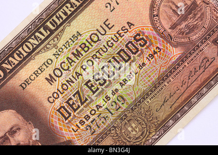 Mosambik alte Banknote portugiesische Kolonial Periode datiert 1943 Stockfoto