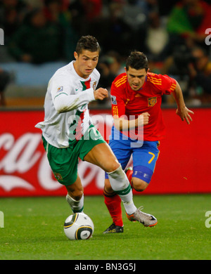 CRISTIANO RONALDO & DAVID VILL Spanien V PORTUGAL GREEN POINT Stadion Kapstadt Südafrika 29. Juni 2010 Stockfoto