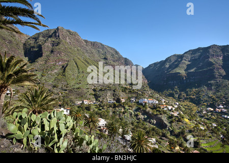 Blick auf das Valle Gran Rey, La Gomera, Spanien, erhöhten Blick Stockfoto