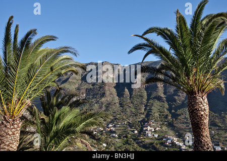 Blick auf das Valle Gran Rey, La Gomera, Spanien, erhöhten Blick Stockfoto