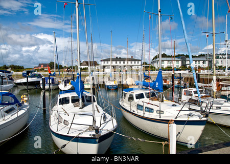 Festgemachten Jachten im Hafen von Munkmarsch, Sylt, Deutschland Stockfoto