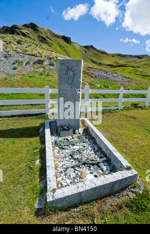 Grab von Sir Ernest Shackleton, berühmte Antarktis Entdecker, Grytviken, Südgeorgien Stockfoto