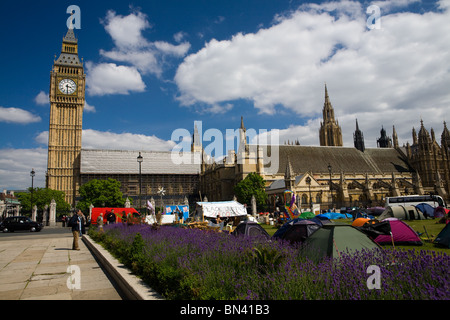 Das camp Friedensdemonstration in Parliament Square außerhalb der Häuser des Parlaments Stockfoto