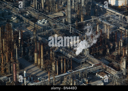 Luftaufnahme über Raffinerie Shell Oil Deer Park entlang der Houston Ship Channel Texas Stockfoto